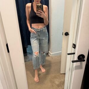 Express Light Blue Distressed Boyfriend Jeans